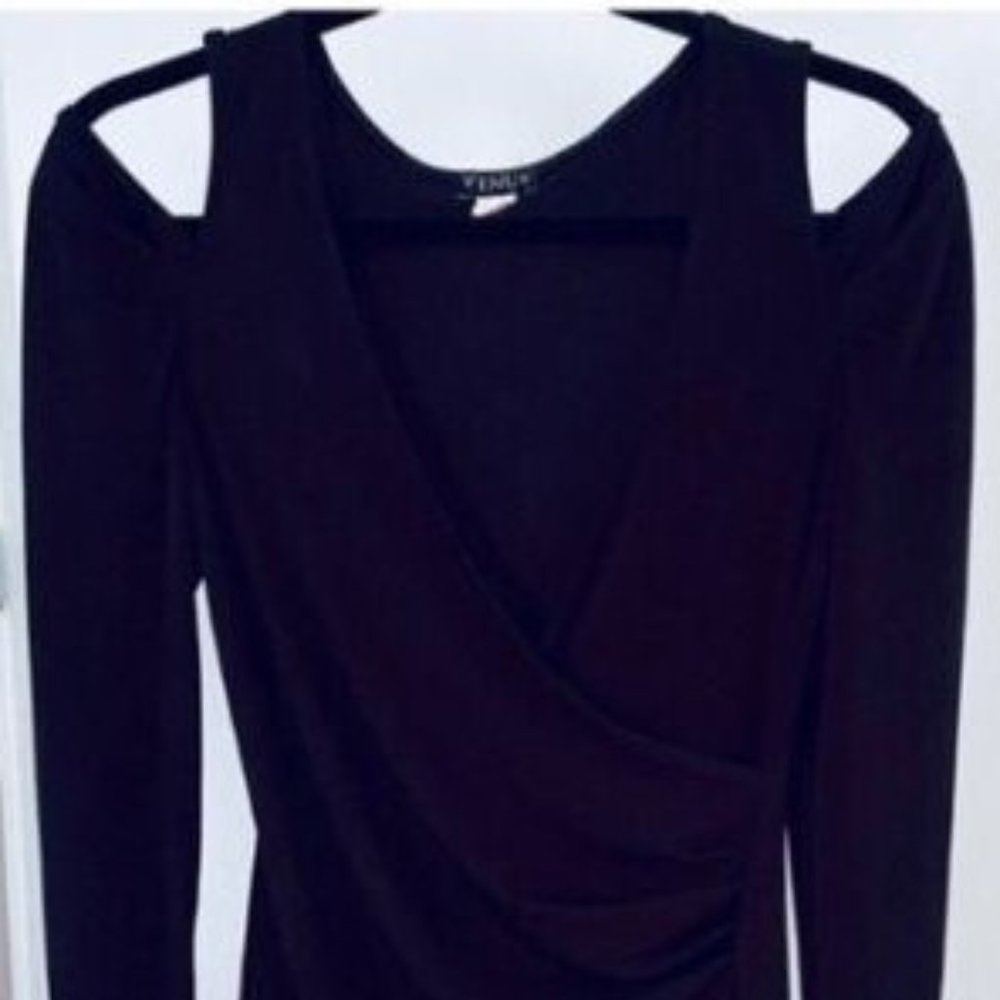 VENUS Black Cold Shoulder Bodycon Dress Women’s Size S - Picture 3 of 14